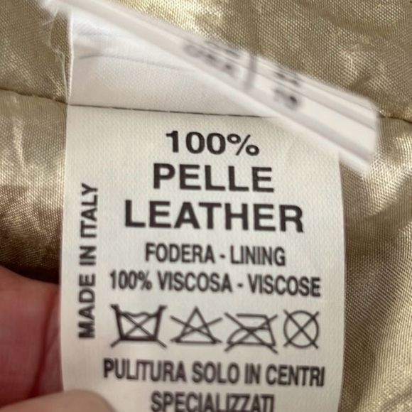 Amorimiei Milan Distressed Gold Leather Blazer with ruffle details, Size 10 - Picture 6 of 15